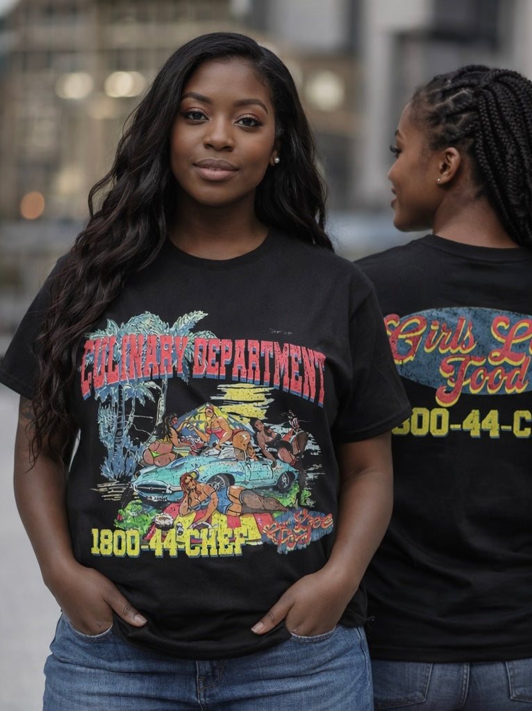 Culinary Department “Girls Love Food” Vintage Graphic Tee